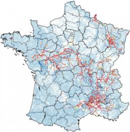 Distribution of beavers in France in 2017 [source: ONCFS]